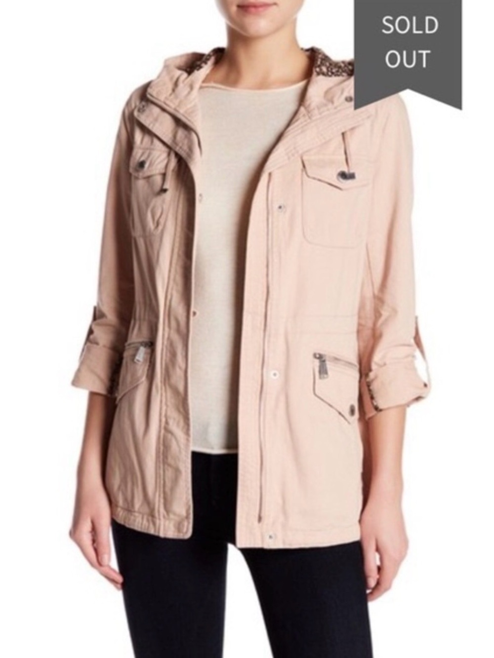BCBGeneration Blush Utility Jacket with Hood